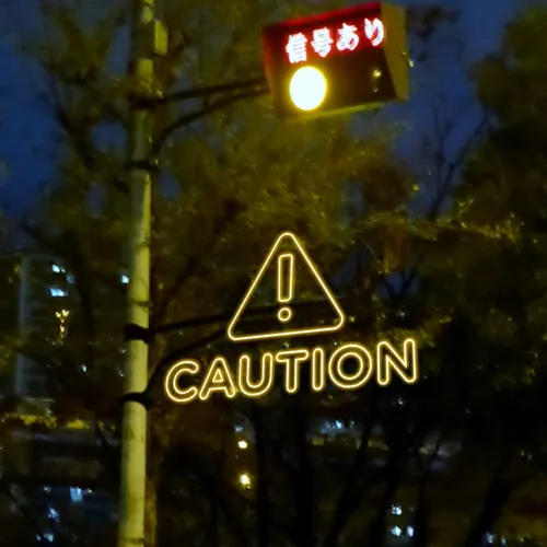 Caution Neon Sign - Bottle Openers Now