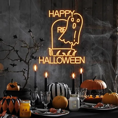 Happy Halloween Ghost Neon Sign - Bottle Openers Now