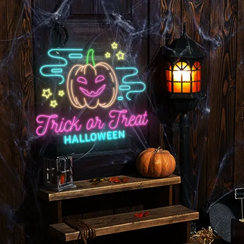 Trick or Treat Halloween Neon Sign - Bottle Openers Now