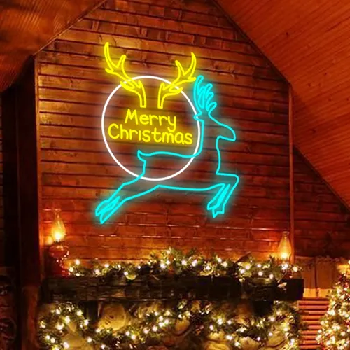 Merry Christmas Deer Neon Sign - Bottle Openers Now