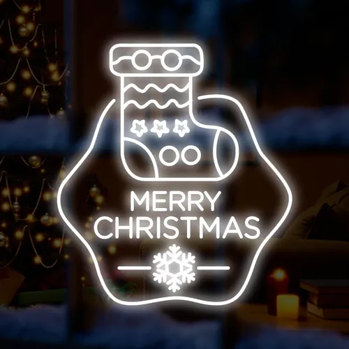 Merry Christmas Handmade Sock Neon Sign - Bottle Openers Now