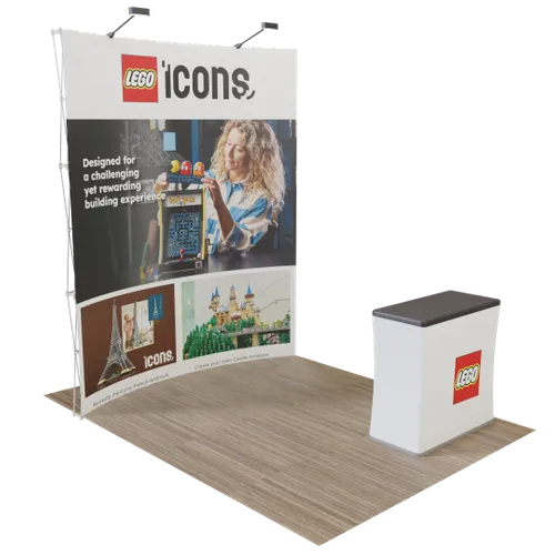 Custom Curved Pop Up Trade Show Display Stand 8' x 8' - Bottle Openers Now