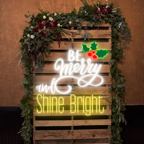 Be Merry & Shine Bright Neon Sign - Bottle Openers Now