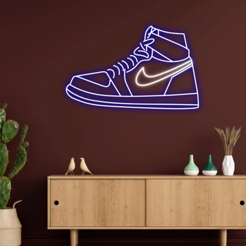 Sneaker Blue White Neon Sign - Bottle Openers Now
