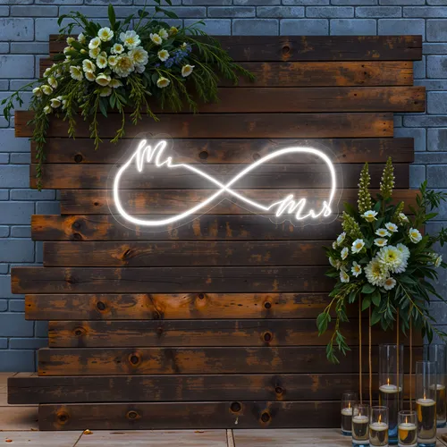 Mr and Mrs Infinity Wedding Neon Sign - Bottle Openers Now