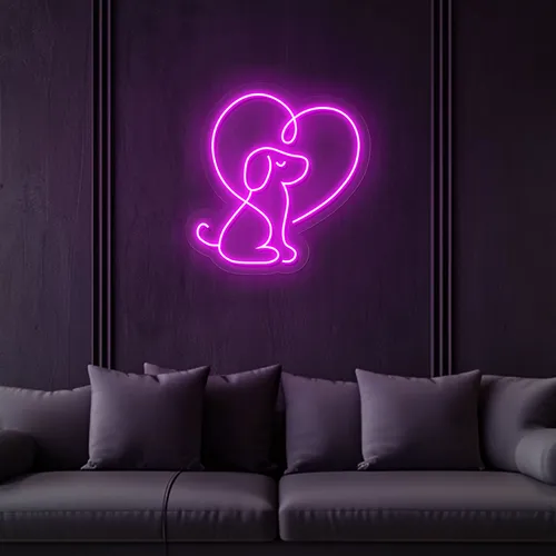 Scribble Dog Heart Neon Sign - Bottle Openers Now