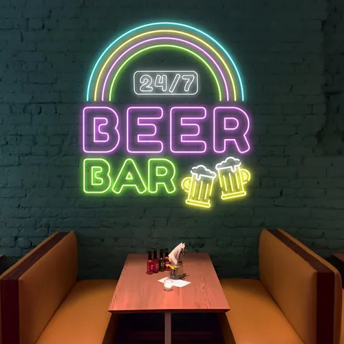 24/7 Rainbow Beer Bar Neon Sign - Bottle Openers Now