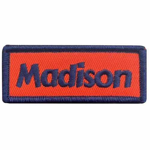 Navy and Orange Madison Name Patch - Bottle Openers Now