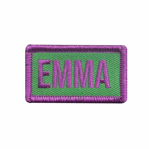 Purple and Green Emma Name Patch - Bottle Openers Now