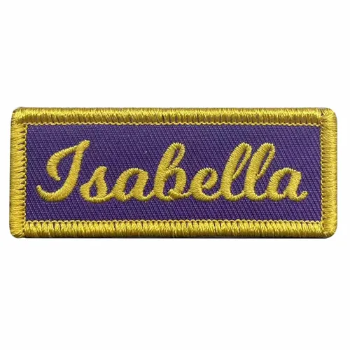 Yellow and Purple Isabella Name Patch - Bottle Openers Now