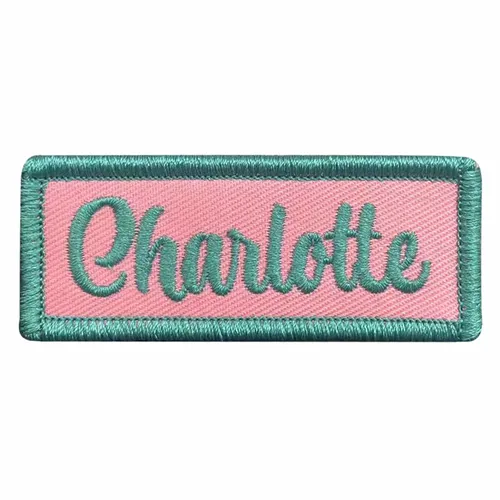 Teal and Pink Charlotte Name Patch - Bottle Openers Now