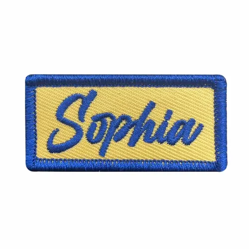 Blue and Cream Sophia Name Patch - Bottle Openers Now