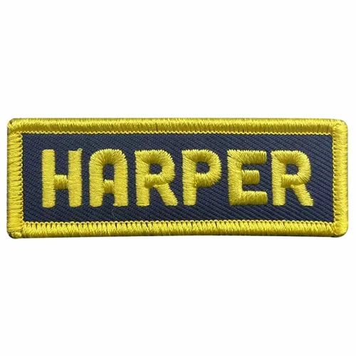 Yellow and Navy Harper Name Patch - Bottle Openers Now