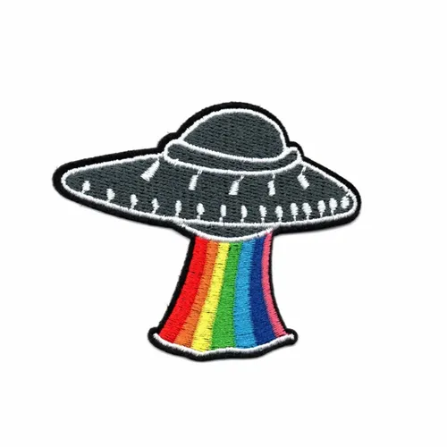 Rainbow and Black UFO Patch - Bottle Openers Now