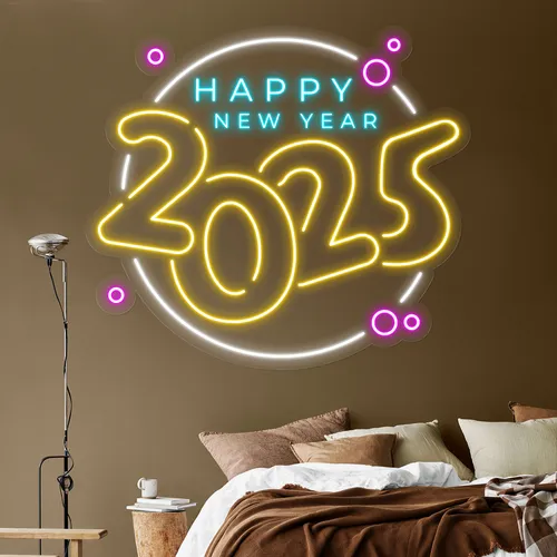 Colorful New Year Neon Sign - Bottle Openers Now