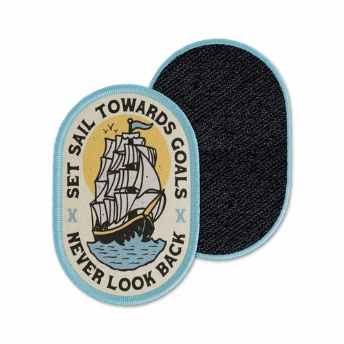 Oval Set Sail Never Look Back Velcro Patch - Bottle Openers Now
