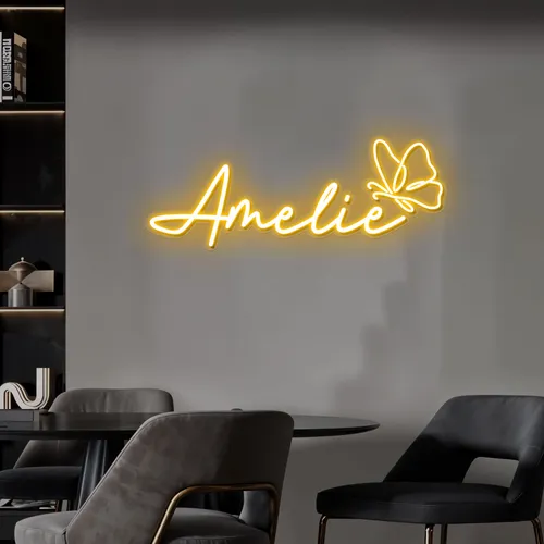 Amelie with Butterfly Neon Sign - Bottle Openers Now