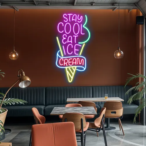 Stay Cool n Eat Ice Cream Neon Sign - Bottle Openers Now
