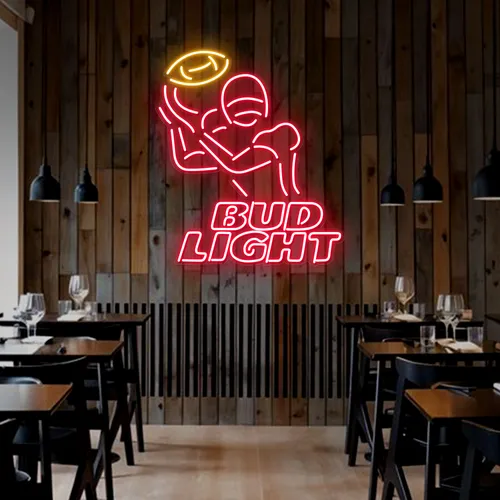 Team Football Bud Light Neon Sign - Bottle Openers Now