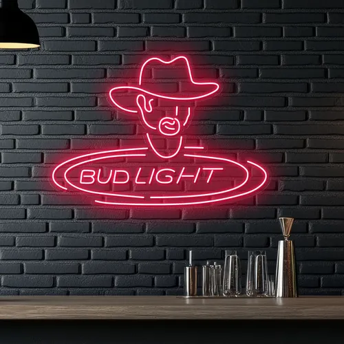 Cowboy Bud Light Neon Sign - Bottle Openers Now