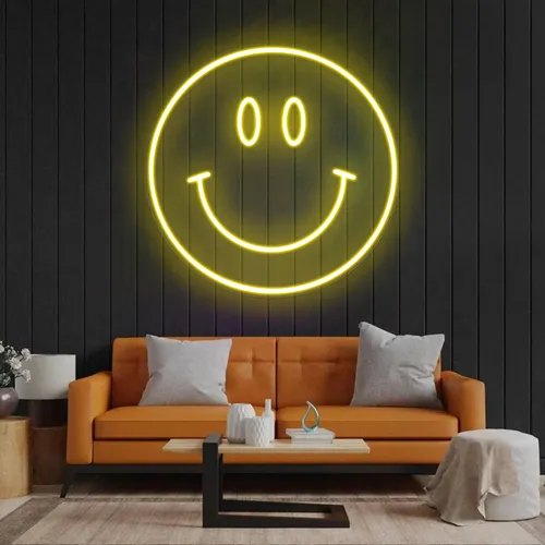 Yellow Neon Smile Sign - Bottle Openers Now