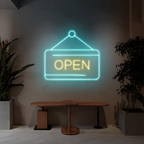 Glowing Open Neon Sign - Bottle Openers Now