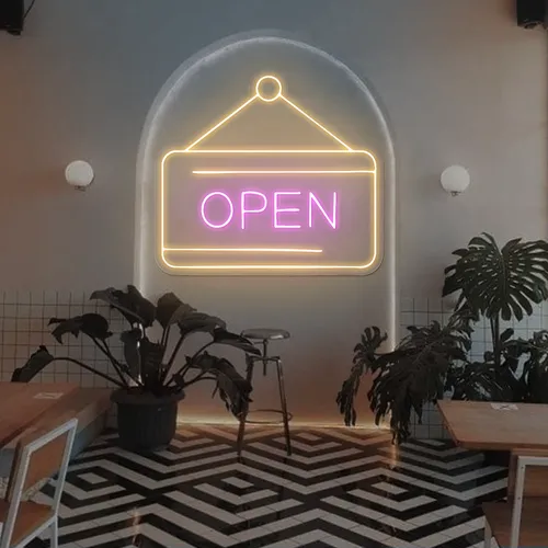Retro Open Neon Sign - Bottle Openers Now