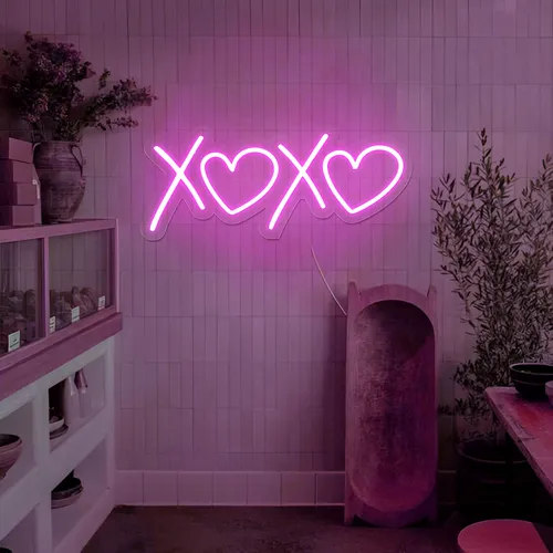 XOXO Heart Pink Neon Sign - Bottle Openers Now