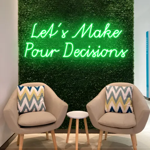 Stylish "Let's Make Pour Decisions" Neon Sign - Bottle Openers Now
