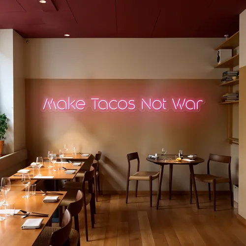 Mouthwatering "Make Tacos Not War" Neon Sign - Bottle Openers Now