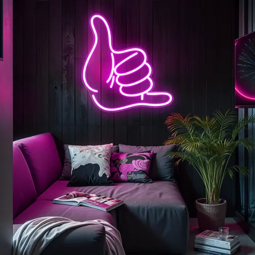 Pink Shaka Hand Neon Sign - Bottle Openers Now