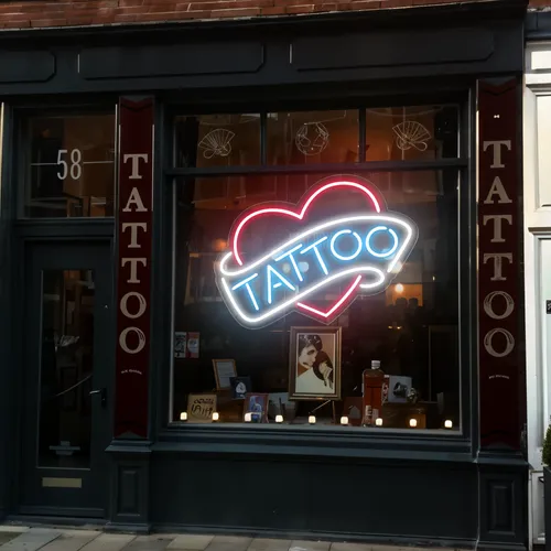 Tattoo Heart Window Neon Sign - Bottle Openers Now