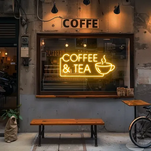 Coffee Tea Window Neon Sign - Bottle Openers Now
