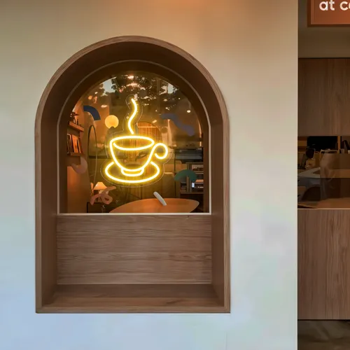 Coffee Cup Window Neon Sign - Bottle Openers Now