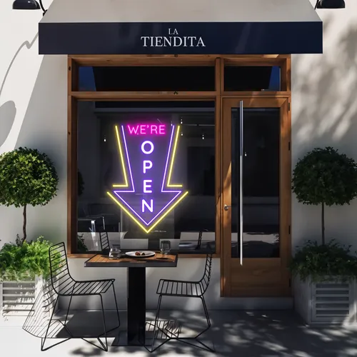 We're Open Vertical Neon Sign - Bottle Openers Now