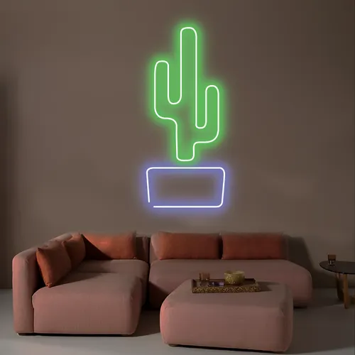 Cactus Vertical Neon Sign - Bottle Openers Now