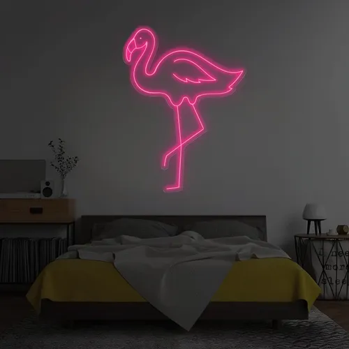 Single Flamingo Vertical Neon Sign - Bottle Openers Now