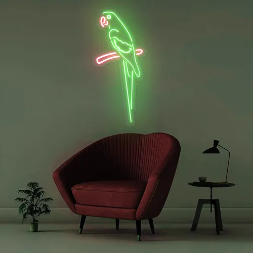 Green Parrot Vertical Neon Sign - Bottle Openers Now