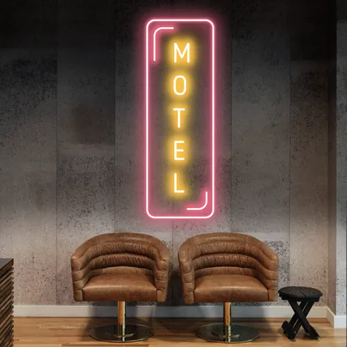 Motel Vertical Neon Sign - Bottle Openers Now