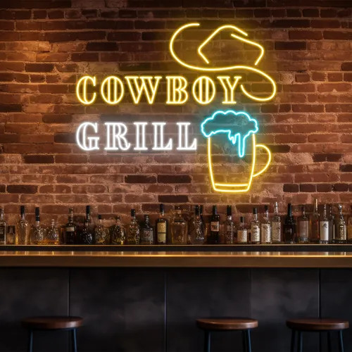 Cowboy Grill Neon Sign - Bottle Openers Now