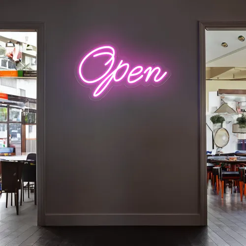 Open Script Neon Sign - Bottle Openers Now