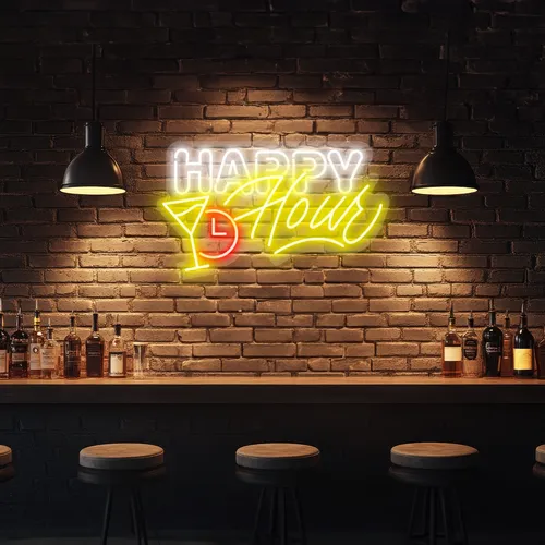 Custom Happy Hour Neon Signs - Bottle Openers Now