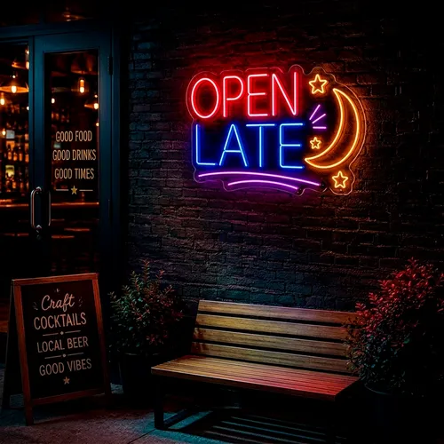 Custom Open Late Neon Signs - Bottle Openers Now