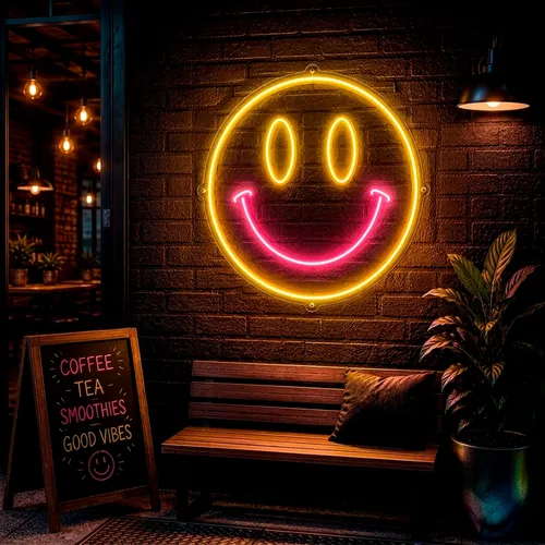 Custom Smiley Face Neon Signs - Bottle Openers Now