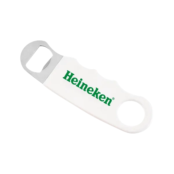 White Hand Grip Flat Bottle Opener - Bottle Openers Now