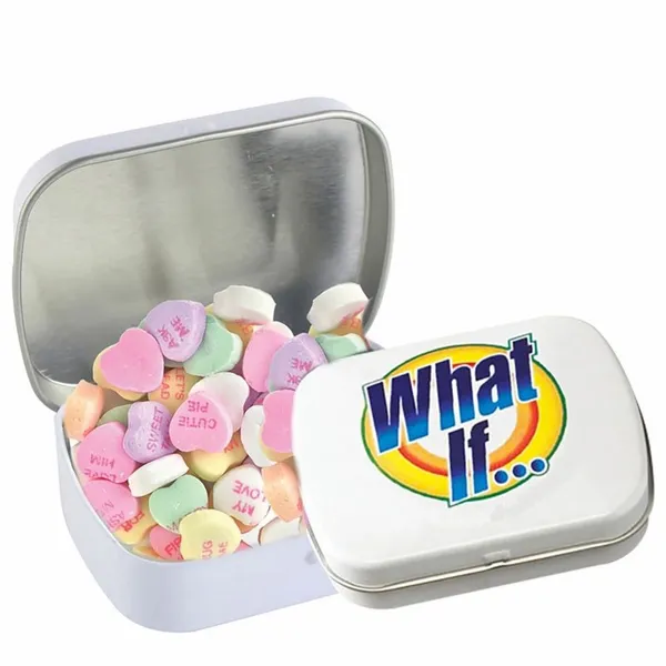 Domed Tin - Imprinted Conversation Hearts - Bottle Openers Now