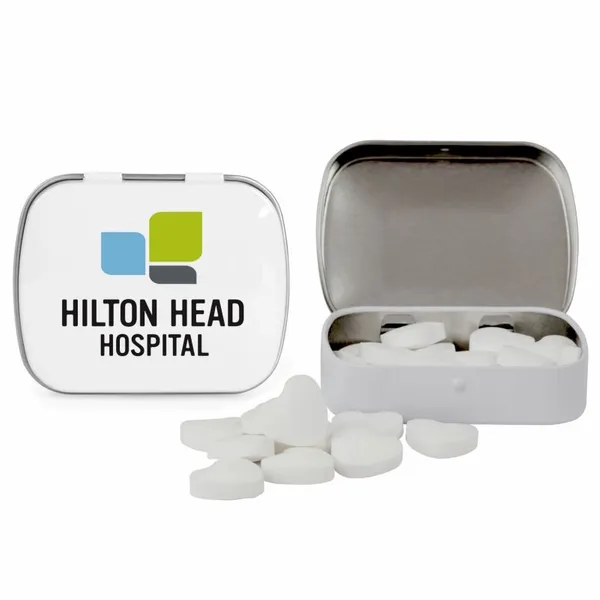 Domed Tin with Heart Shaped Mints - Bottle Openers Now
