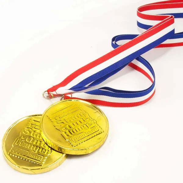 Wrapped Chocolate Medallion with Ribbon - Bottle Openers Now