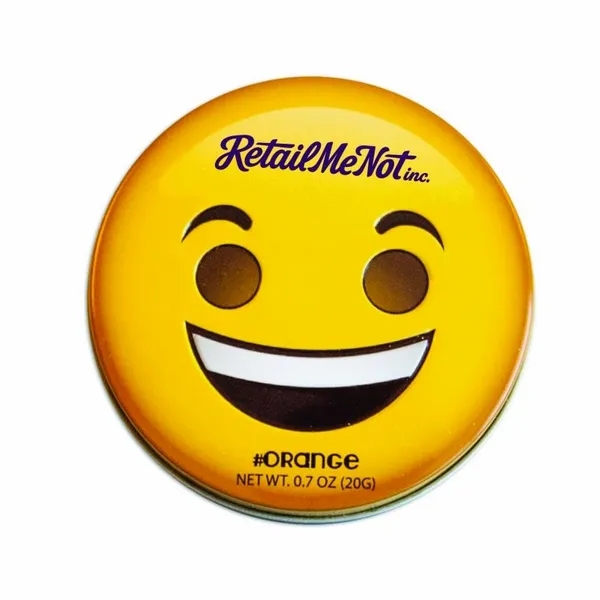 Smiley Face Emojy Tin with Orange Mints - Bottle Openers Now