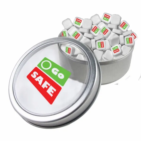 Large Top View Tin - Imprinted Square Mints - Bottle Openers Now